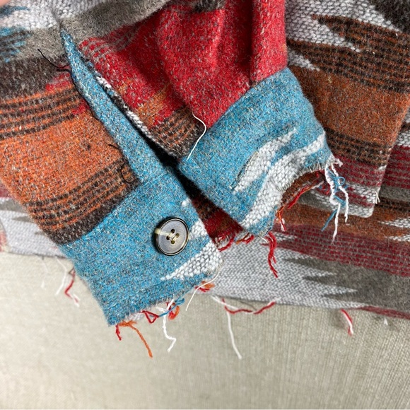 Aztec Shacket Turquoise Boho Western Jacket - Picture 10 of 11